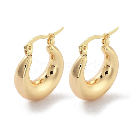 Brass Plain Hoop Earrings EJEW-H301-04G-01-1