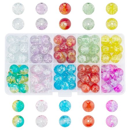 Spray Painted Transparent Crackle Glass Beads Strands CCG-X0005-10mm-B-1