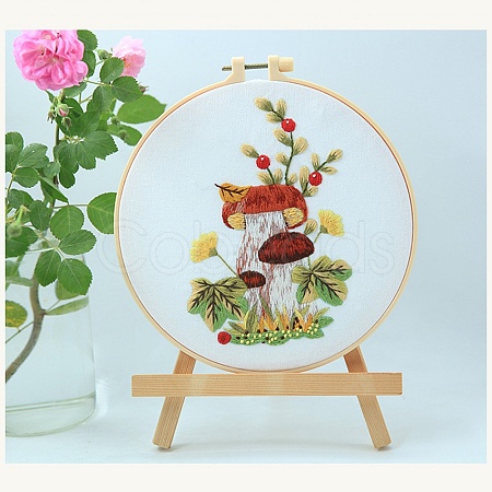 DIY Mushroom Pattern Embroidery Kits MUSH-PW0001-116E-1
