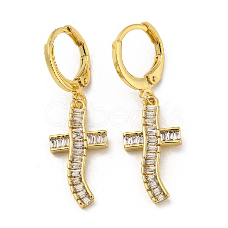 Real 18K Gold Plated Brass Dangle Leverback Earrings EJEW-A033-02G-03-1