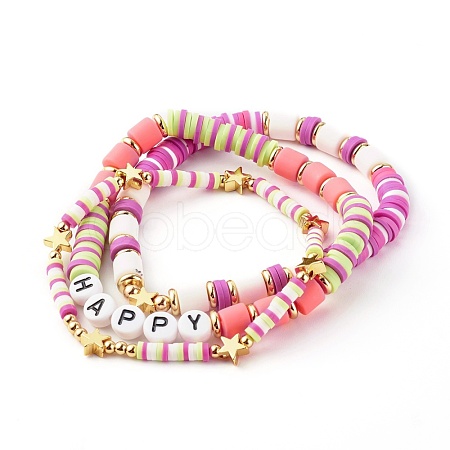 Handmade Polymer Clay Beads Stretch Bracelets Sets BJEW-JB06353-01-1