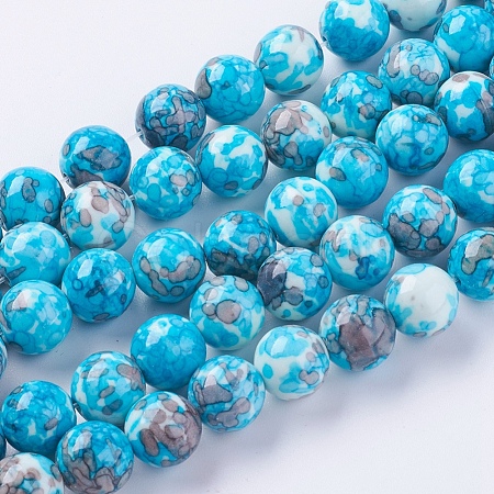 Synthetic Ocean White Jade(Rain Flower Stone) Beads Strands G-GR10MM-223-1
