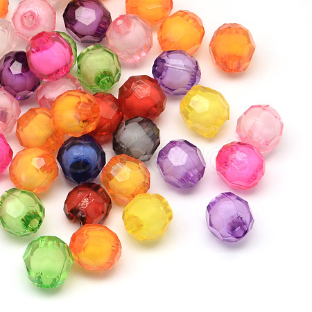Faceted Round Transparent Acrylic Beads TACR-Q010-16mm-M-1
