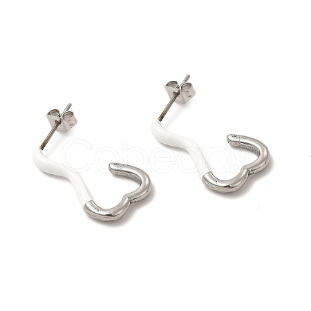 Non-Tarnish 304 Stainless Steel Heart Stud Earrings for Women EJEW-P219-05P-1