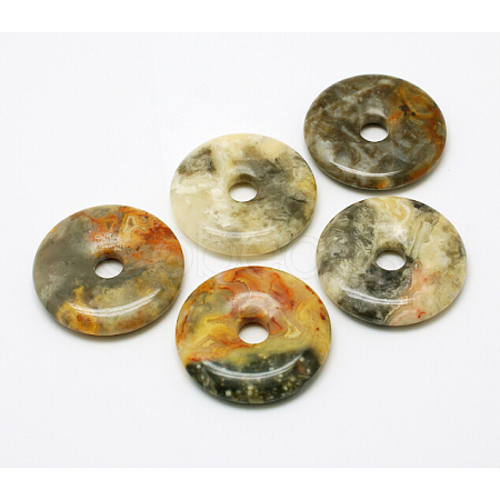 Donut/Pi Disc Natural Gemstone Pendants G-L234-40mm-06-1
