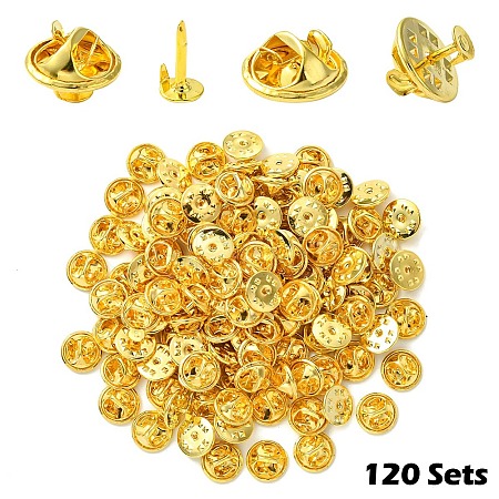 120 Sets Iron Lapel Pin Backs IFIN-YW0003-59G-1