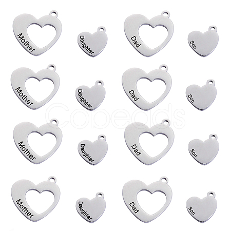 8Pcs 4 Styles Hollow Heart with Word STAS-CJ0001-223-1