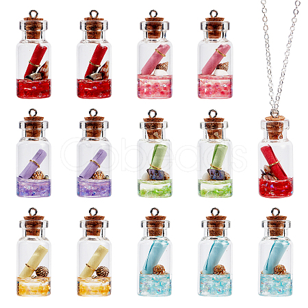   24Pcs 6 Colors Wish Bottle Pendants CRES-PH0023-33-1