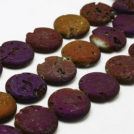 Electroplated Natural Druzy Geode Crystal Beads Strands G-N0251-30mm-05-1