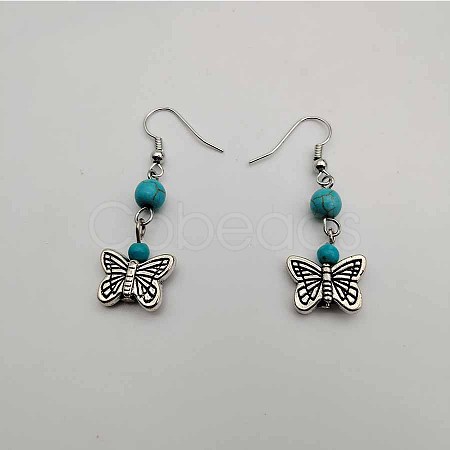 Bohemian Tassel Synthetic Turquoise & Alloy Dangle Earrings for Women RC4749-10-1