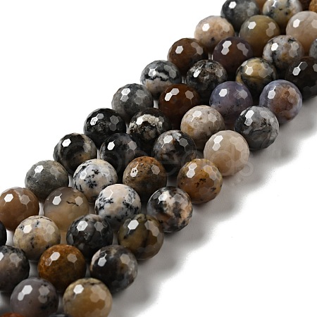 Natural Dendritic Jasper Beads Strands G-E571-32B-1