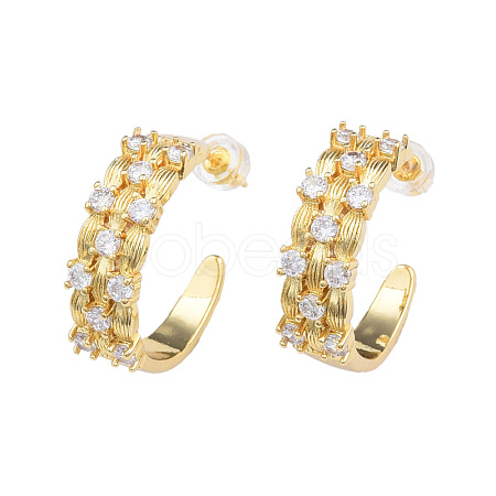 Cubic Zirconia Half Hoop  Earrings EJEW-N011-68-1