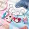 PVC Plastic Marine Organism Keychain, with Iron Split Key Rings, Octopuses & Penguins Crabs & Sharks, Mixed Shapes, 85~125mm, 4pcs/set