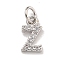 Initial Letter Brass with Cubic Zirconia Charms, Platinum, Long-Lasting Plated, Lead Free & Cadmium Free, Letter Z, 10.5x6x1.5mm, ring: 5x1mm, inner diameter: 3mm