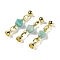 Natural Amazonite with Brass Fold Over Clasps, Real 18K Gold Plated, Long-Lasting Plated, Rack Plating, Faceted Twist, 45mm