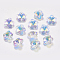 Faceted Glass Rhinestone Charms, Imitation Austrian Crystal, Flower, Crystal AB, 10x10x5mm, Hole: 1.2mm