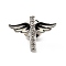 Cross Enamel Rhinestone Pin, Platinum Tone Alloy Badge for Backpack Clothes, Crystal, 26x19x2mm, Pin: 1.2mm