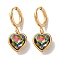 PVD Vacuum Plating 304 Stainless Steel Hoop Earrings, with Rhinestone, Heart, Colorful, 26x10mm