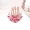 Alloy Rhinestone Hair Combs, Flower, Hair Accessories for Women Girls, Fuchsia, 90x68mm