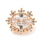 Brass Pave Clear Cubic Zirconia Slide Charms, Snowflake, Light Gold, 11x13x8mm, Hole: 1.3mm