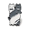 Cat Theme Enamel Pins, Electrophoresis Black Alloy Brooches, White, 23.5x13.5x1.5mm