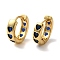 Rack Plating Brass Micro Pave Cubic Zirconia Hoop Earrings, Lead Free & Cadmium Free, Long-Lasting Plated, Real 18K Gold Plated, Blue, 15x4mm