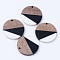 Resin & Walnut Wood Pendants, Flat Round, Creamy White, 28x3mm, Hole: 2mm