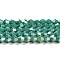 Opaque Solid Color Electroplate Glass Beads Strands, AB Color Plated, Faceted, Bicone, Light Sea Green, 4x4mm, Hole: 0.8mm, about 87~98pcs/strand, 12.76~14.61 inch(32.4~37.1cm)