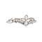 Brass Micro Pave Clear Cubic Zirconia Fold Over Clasps, with White Shell, Clover, Platinum, 35mm, Hole: 1.2mm