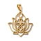 304 Stainless Steel Pendants, Laser Cut, Hollow Lotus Charm, Real 18K Gold Plated, 28x24x1mm, Hole: 6x3mm