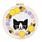 Cat Pattern DIY Embroidery Kits, Including Embroidery Cloth & Thread, Needle, Embroidery Hoop, Instruction Sheet, Black, 300x300mm