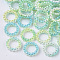 ABS Plastic Imitation Pearl Linking Rings, Rainbow Gradient Mermaid Pearl, Round Ring, Spring Green, 10x3mm, Inner Diameter: 6mm, about 1000pcs/bag