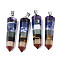 Assembled Natural Topaz Jade & Red Jasper & Red Agate & Lapis Lazuli & Quartz Crystal & Green Aventurine & Amethyst Big Pointed Pendants, with Stainless Steel Bails, Bullet, Colorful, 51~52x13.5x12mm, Hole: 9x4mm