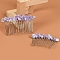 Natural Amethyst with Metal Chips Hair Combs, Hair Accessories for Women Girls, Lilac, 60x35mm