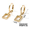 Elegant Vintage Copper Hoop Earrings with Geometric Zircon Stones, Golden, Rectangle, 25x7mm