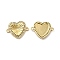 Brass Micro Pave Clear Cubic Zirconia Connector Charms, Heart Links, Real 18K Gold Plated, 16.5x21x3mm, Hole: 1.6mm