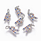 Brass Micro Pave Cubic Zirconia Charms, Letter, Colorful, Platinum, Letter.R, 9.6x5.3x1.8mm, Hole: 2~2.5mm