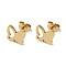 Ion Plating(IP) 304 Stainless Steel Stud Earring Findings, Butterfly, Golden, 9.5x8mm, Hole: 1.2mm, Pin: 0.7x11mm