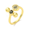 Round Brass Rhinestone Open Cuff Rings for Women RJEW-P112-02A-G-1