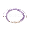 Natural Mixed Gemstone & Pearl Braided Bead Bracelets BJEW-JB09718-3