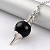 Natural Obsidian Sphere Dowsing Pendulums X-BJEW-E292-A04-2