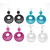 Trendy Flat Round Wood Dangle Earrings EJEW-F062-F-1