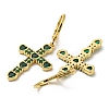 Cross Real 18K Gold Plated Brass Dangle Leverback Earrings EJEW-A033-01G-01-2