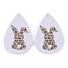 PU Leather Big Teardrop with Bunny Pendants FIND-T058-A38-1