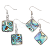 Beebeecraft 2 Pairs 2 Style Natural Abalone Shell/Paua Shell Dangle Earrings EJEW-BBC0001-22-1