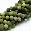 Round Frosted Natural TaiWan Jade Bead Strands G-M248-12mm-02-2