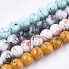 Drawbench & Baking Painted Glass Beads Strands DGLA-Q024-01-1