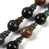 Natural Indian Agate 3-Hole Guru Beads Strands G-H064-E02-01-1