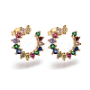 Brass Micro Pave Cubic Zirconia Stud Earrings EJEW-F201-18G-1