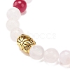 Natural Gemstone Beaded Stretch Bracelet with Alloy Column for Women BJEW-JB08503-6